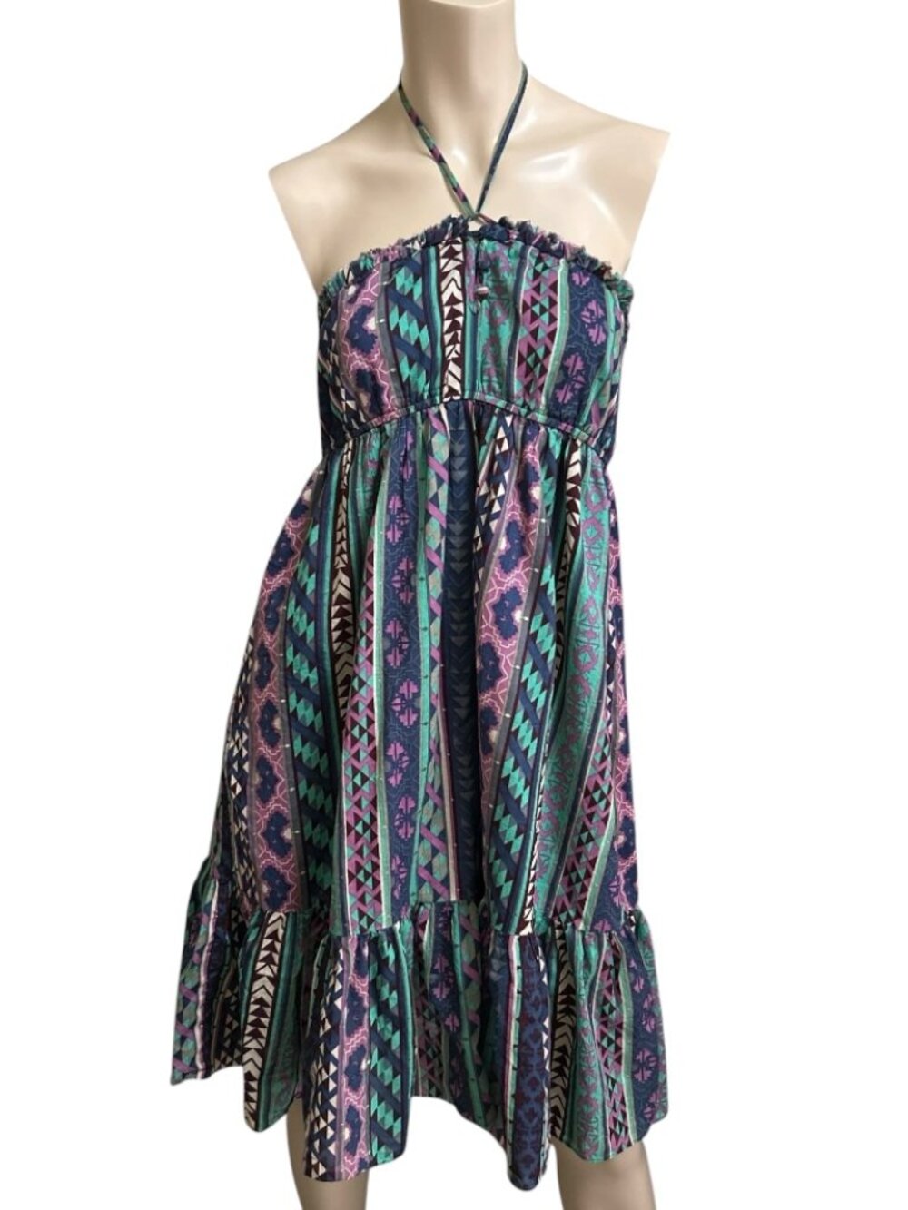 Y2K Heritage1981 Dress Sz L Babydoll Artsy Tribal Hippie Festival Boho Indie